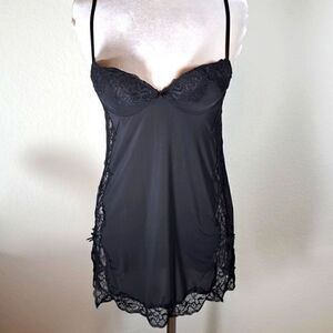 Victoria’s Secret Nightgown Camisole Black Lace Witchy Fairy Built In Bra 34B
